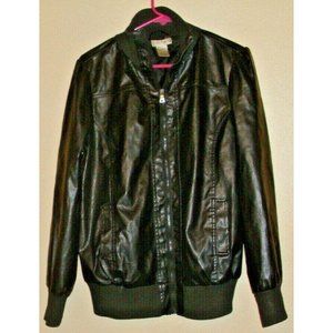 Vintage Ladies Leather Maternity Jacket Marielle Michael Black Zip Down Size L